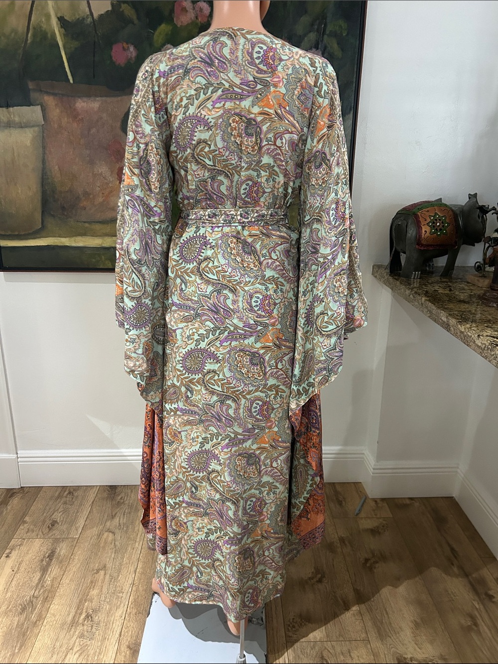 Earthbound Reversible paisley print wrap dress/kimono - Picture 12 of 13